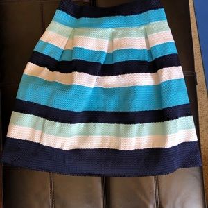 New York & Co blue striped bandage circle skirt